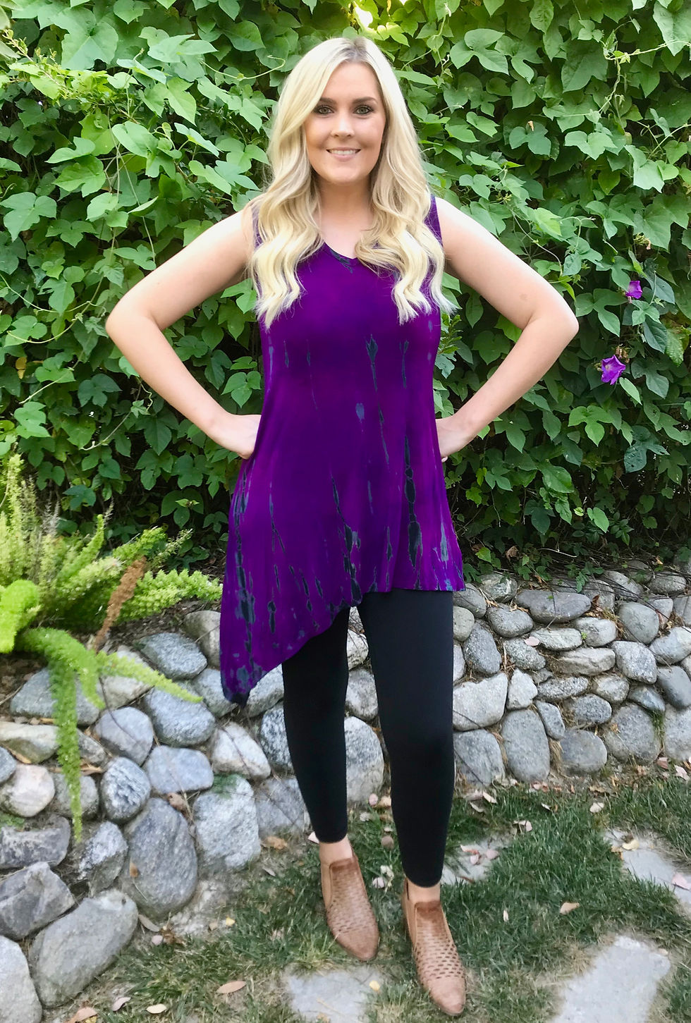 Thumbnail: D 243 Purple Blue & Black Asymmetric Top/Dress