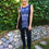 Thumbnail: T 518 Patch Black & White Round Neck Top  S only