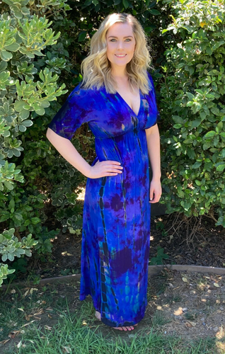 blue kimono maxi dress Florina Kimono Maxi Dress, White & Blue Floral