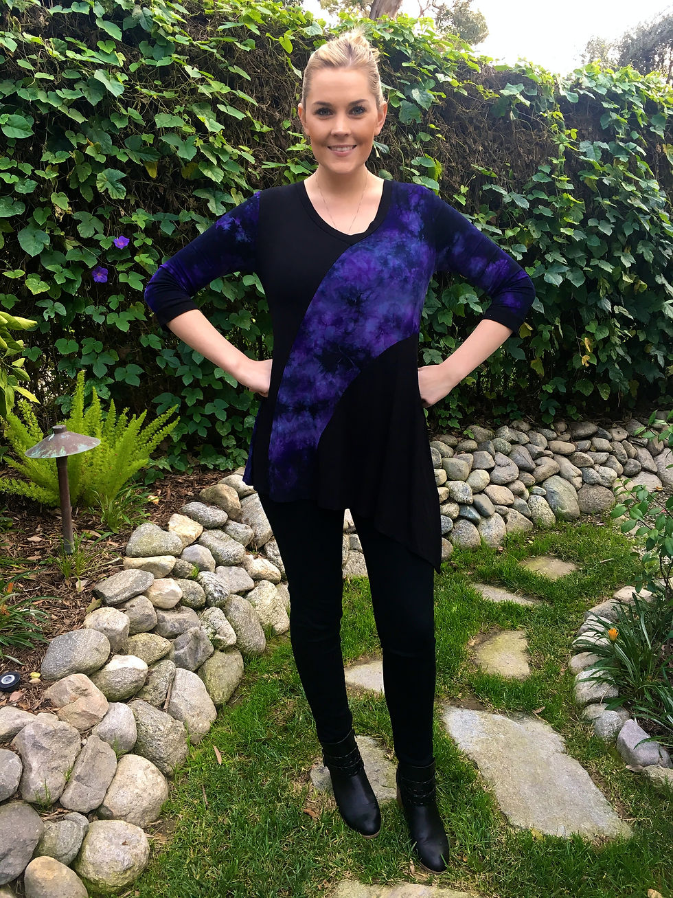 Thumbnail: T 490 Purple & Black Asymmetric Cut Tunic S  only