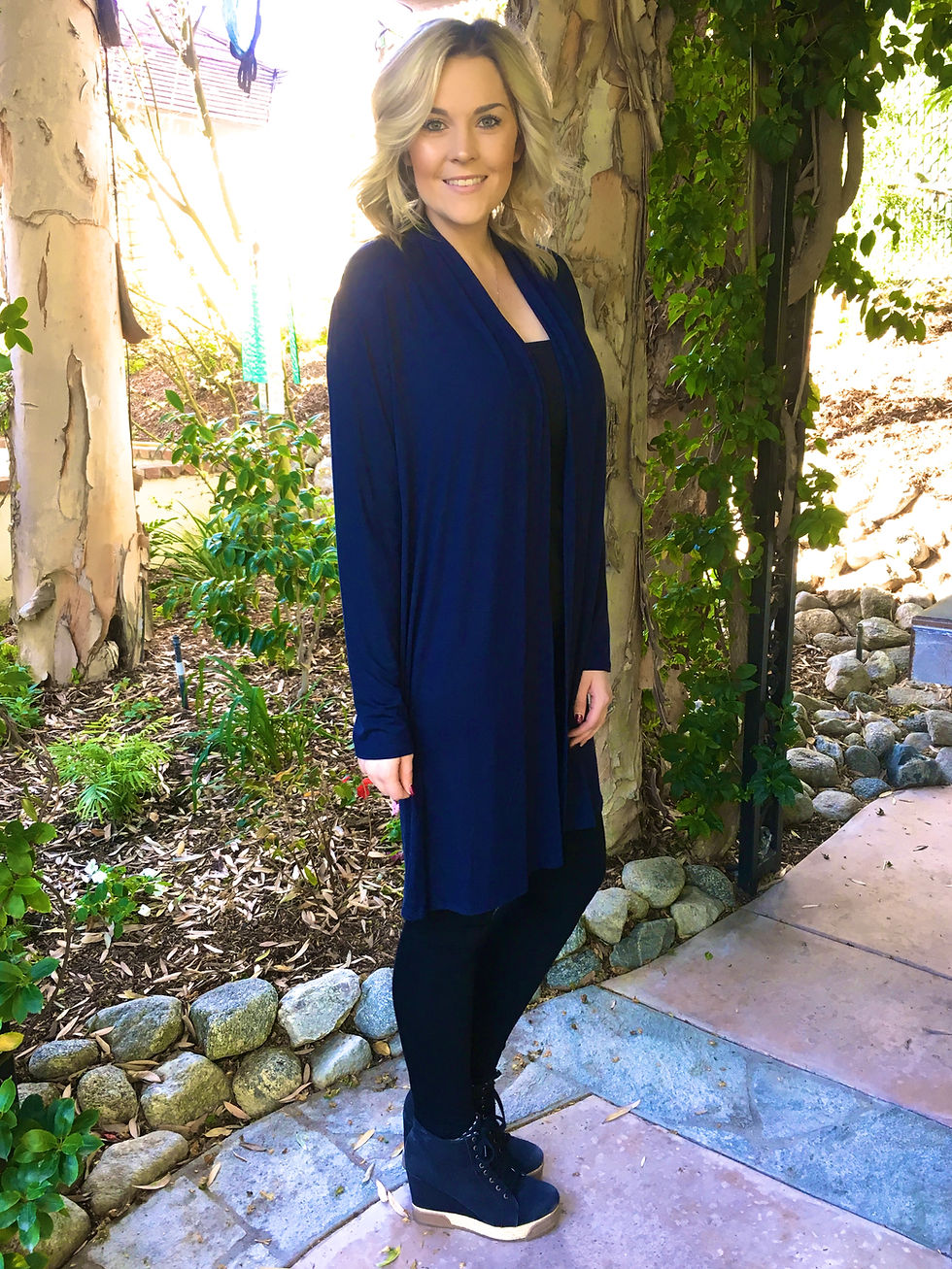 Thumbnail: C 294 Navy Blue Long Cardigan Plus only