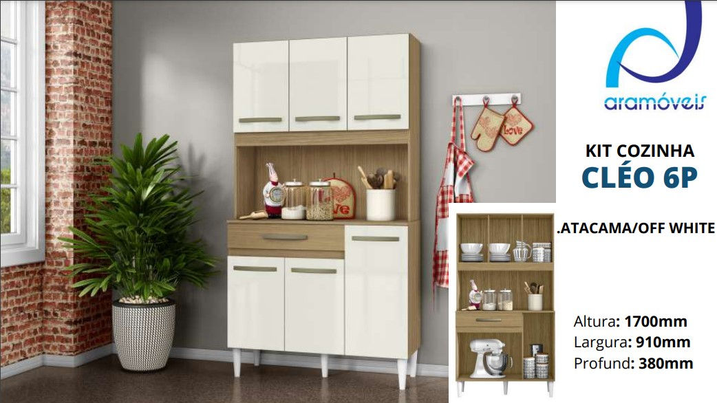 Cozinha Compacta Aramóveis Cleo 6 Portas - 1 Gaveta