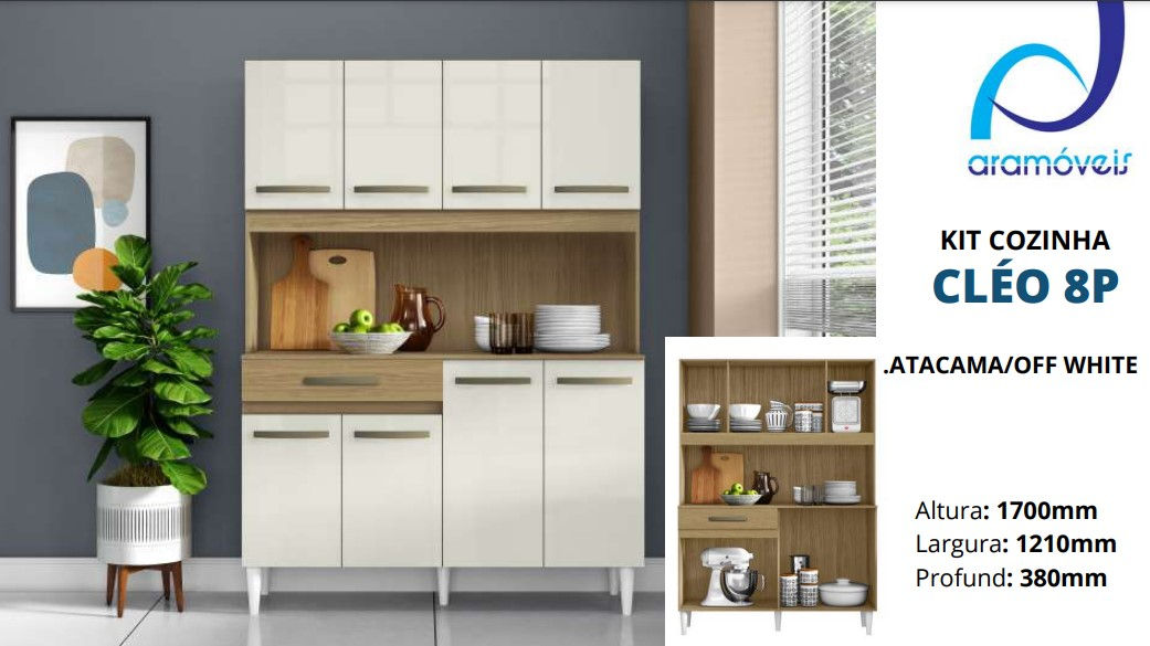 Cozinha Cleo Compacta 08 Portas Aramóveis