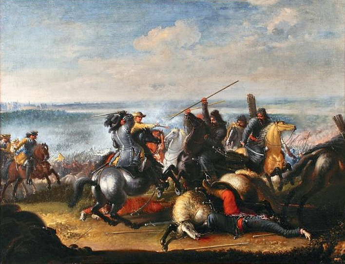 Målning av när sju tartarer anfaller Kungen vid Warsawa. Bildkälla: Wikimedia Commons