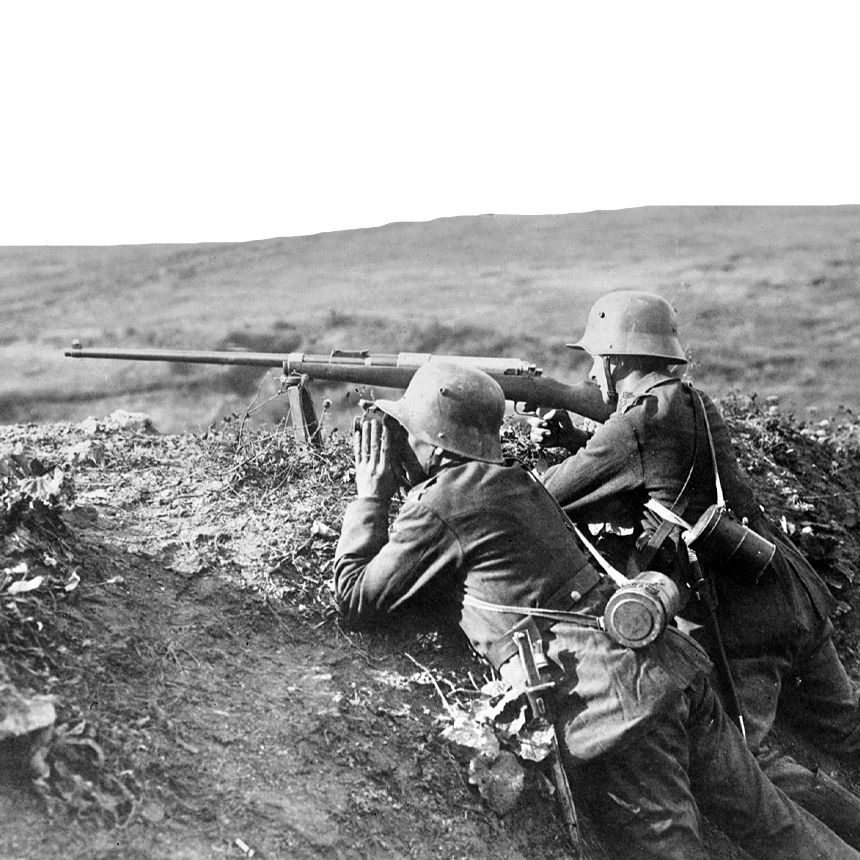 Här ser du ett tidigt försök till pansarvärn i form av tyska 13,2 mm Tankgewehr M1918