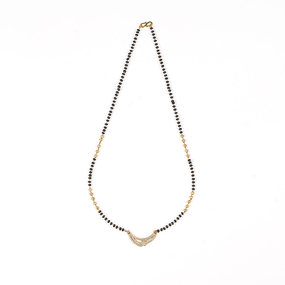 1 Gram Gold Plated CZ AD Studded Mangalsutra with Black Beads for Women