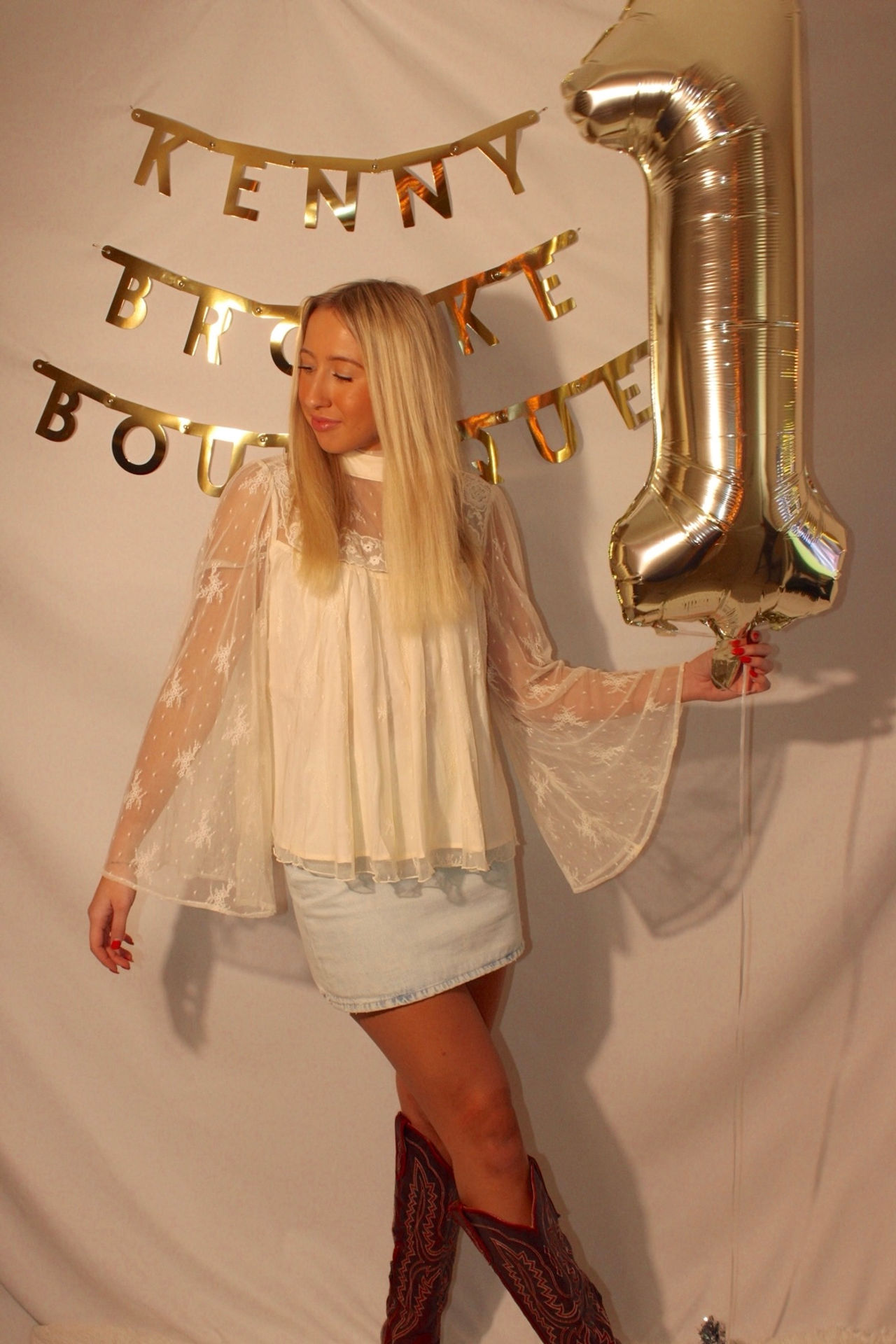 Cream Mock Neck Lace Top 