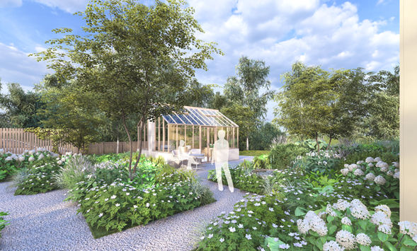 Privacy-protected landscape architecture with greenhouse