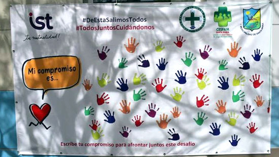 #DeEstaSalimosJuntos se denomina la campaña que realiza el IST con funcionarios del Cesfam