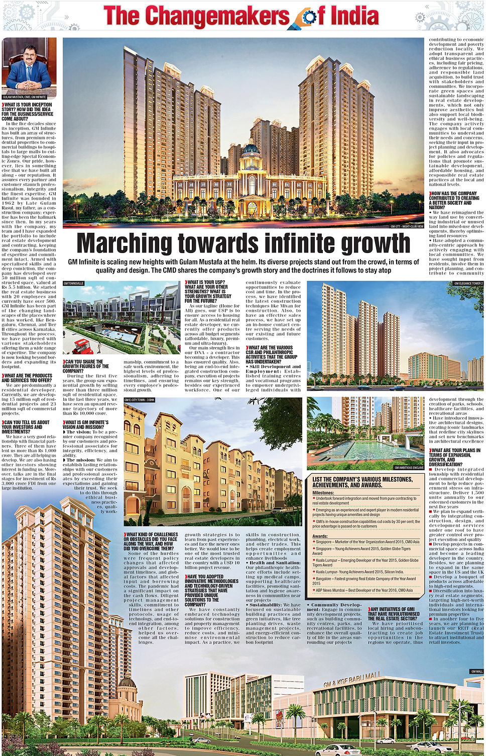 TOI Economics times - CMD Sir's interview - Marching towards infinite growth - 27-09-2023