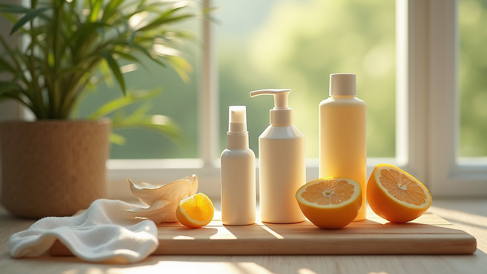 High angle view of a stock of natural beauty products