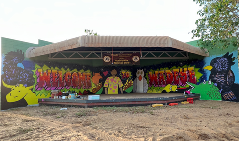 Welcome to Wadeye; a community mural in the remote Wadeye Indigenous community of the Northern Territory