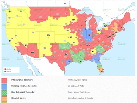 NFL Week 14 TV Broadcast Maps