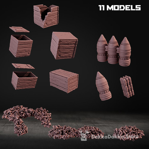 STL: Stuff for terrain - shells, boxes, projectiles | DakkaDakka.Store