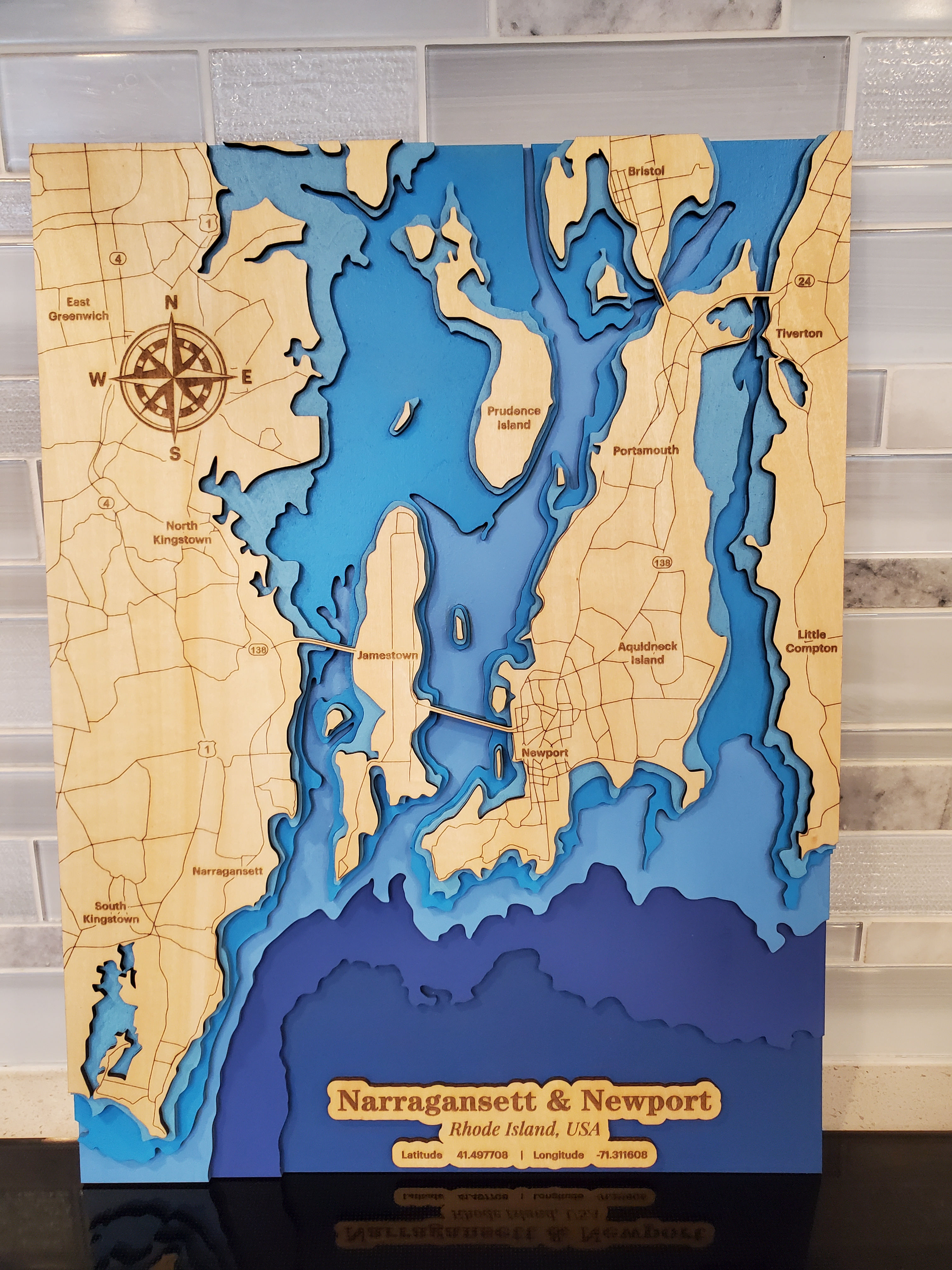 Narraganssett & Newport, RI 3D layered map
