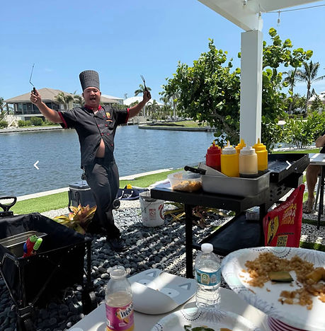 Private hibachi chef cooking at a home event in Long Island, New York