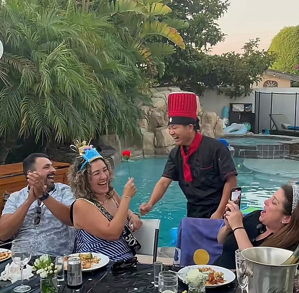 Private hibachi chef cooking at a Florida backyard party