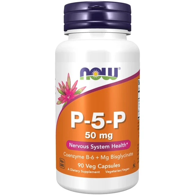 NOW Foods P-5-P (Pyridoxal 5'-Phosphate) Vitamin B6 Supplement, 50mg - 90
