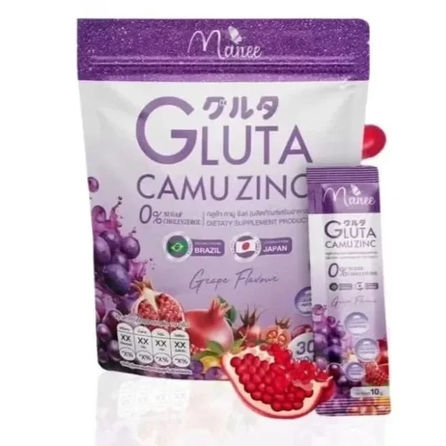 Manee Gluta Camu Zinc Grape Flavour, Powder Sachets - 30 Count