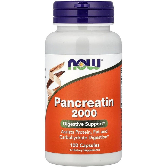NOW Pancreatin 2000 Digestive Enzyme Supplement, Capsules - 100 Count