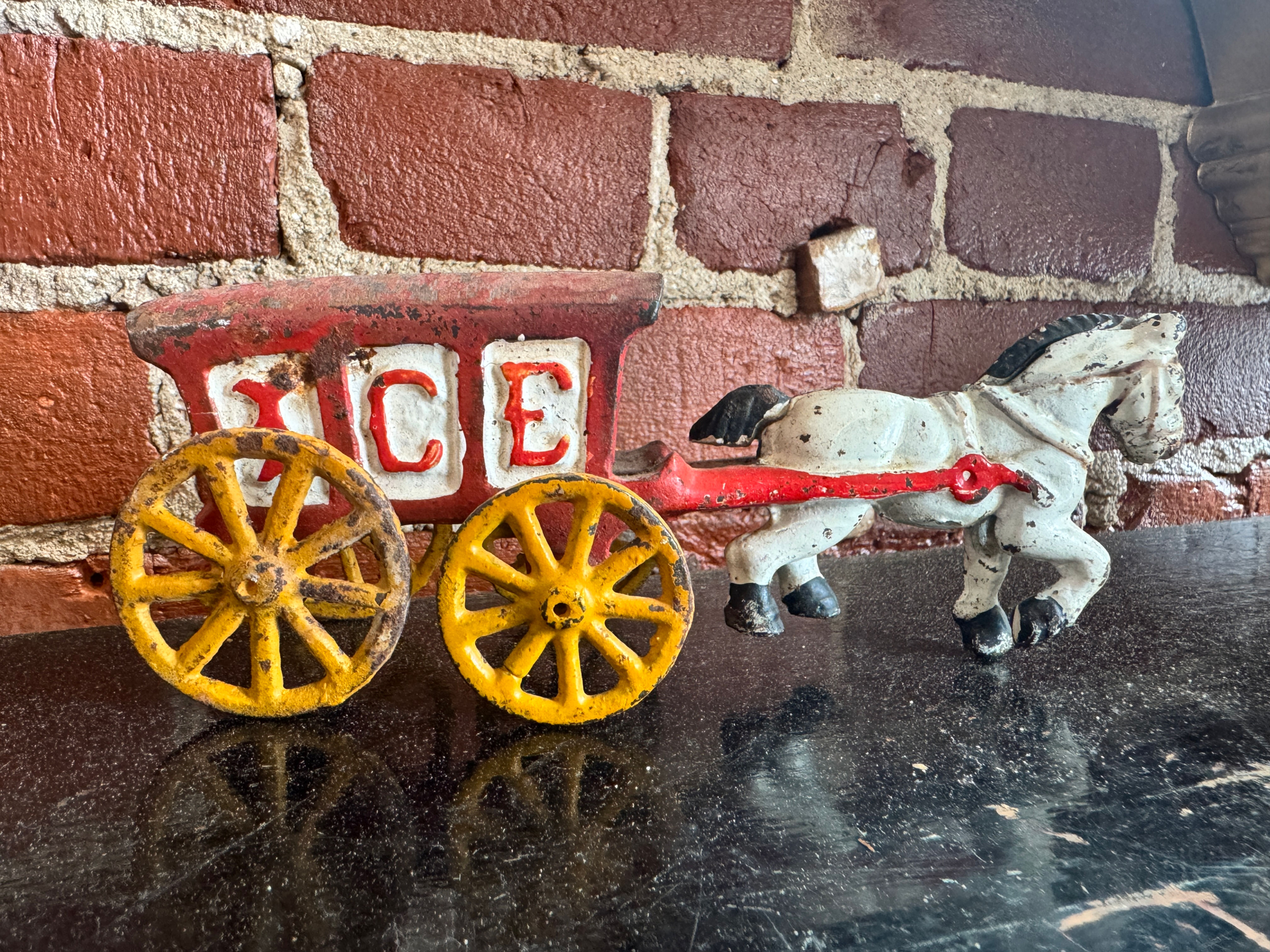 Vintage Cast Iron Horse Drawn Ice Wagon