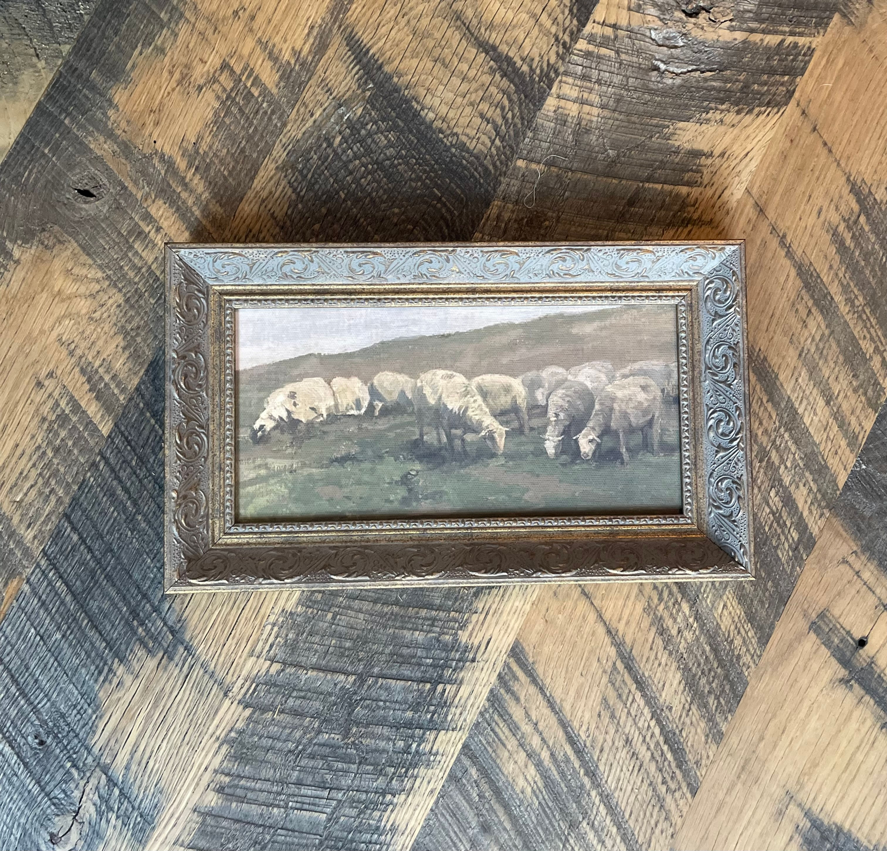 Sheep Landscape Petal Lane Framed Art