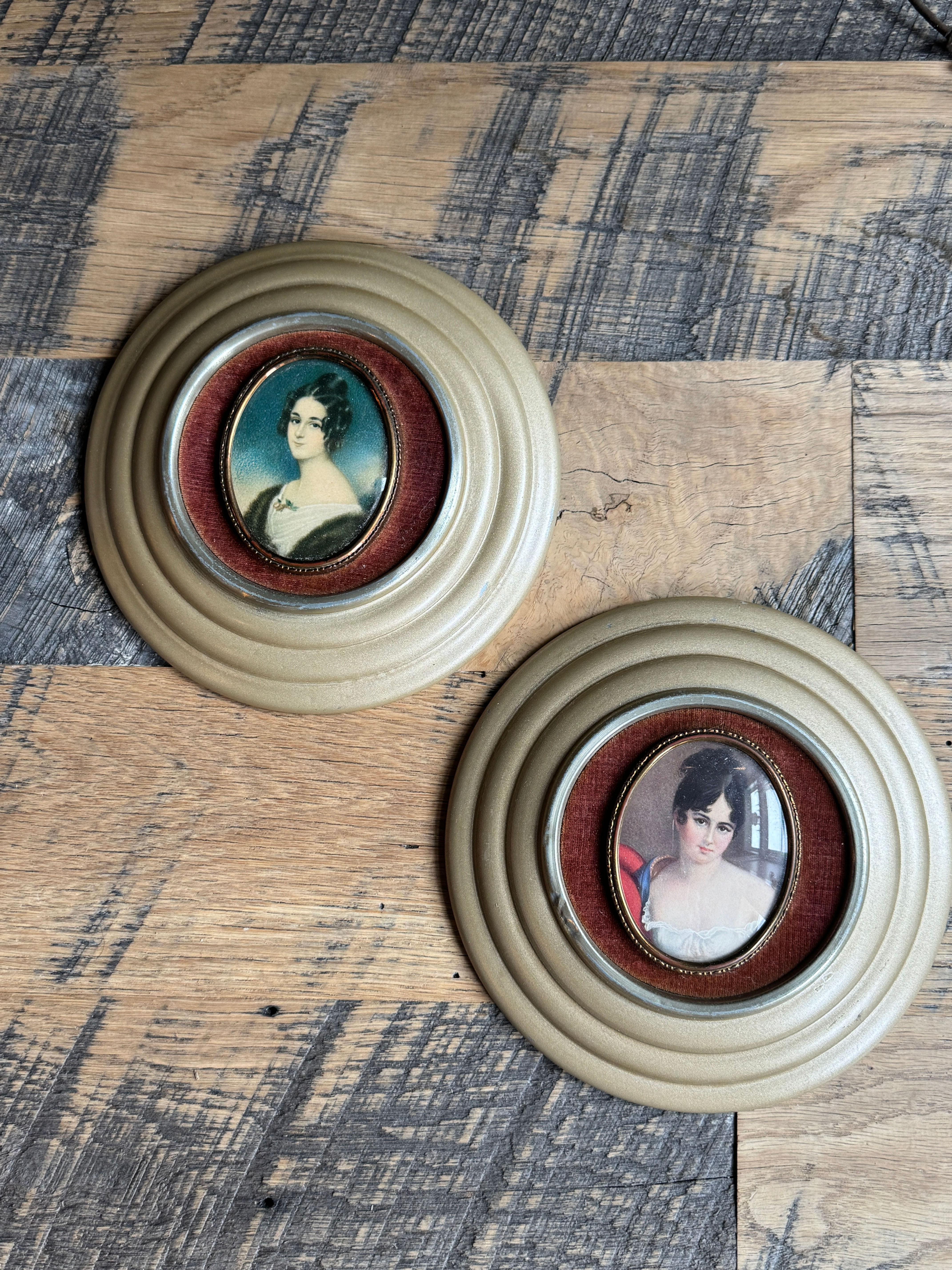 Vintage Framed Portrait Wall Art - Set of 2