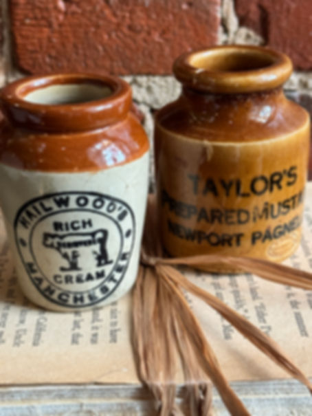 Vintage English Advertising Pots - Set of 2