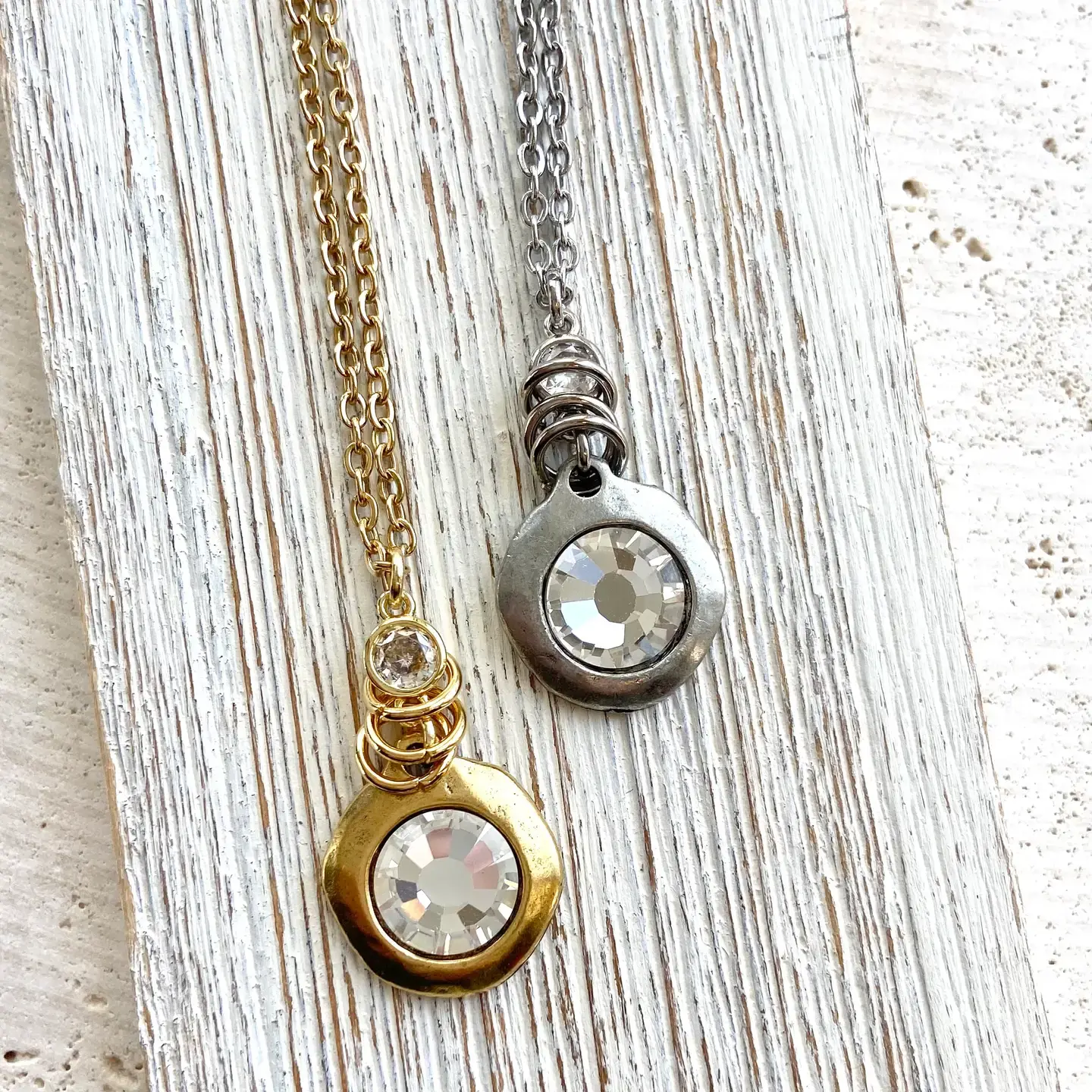Swarovski Crystal Necklace Gold Silver Colored Necklace