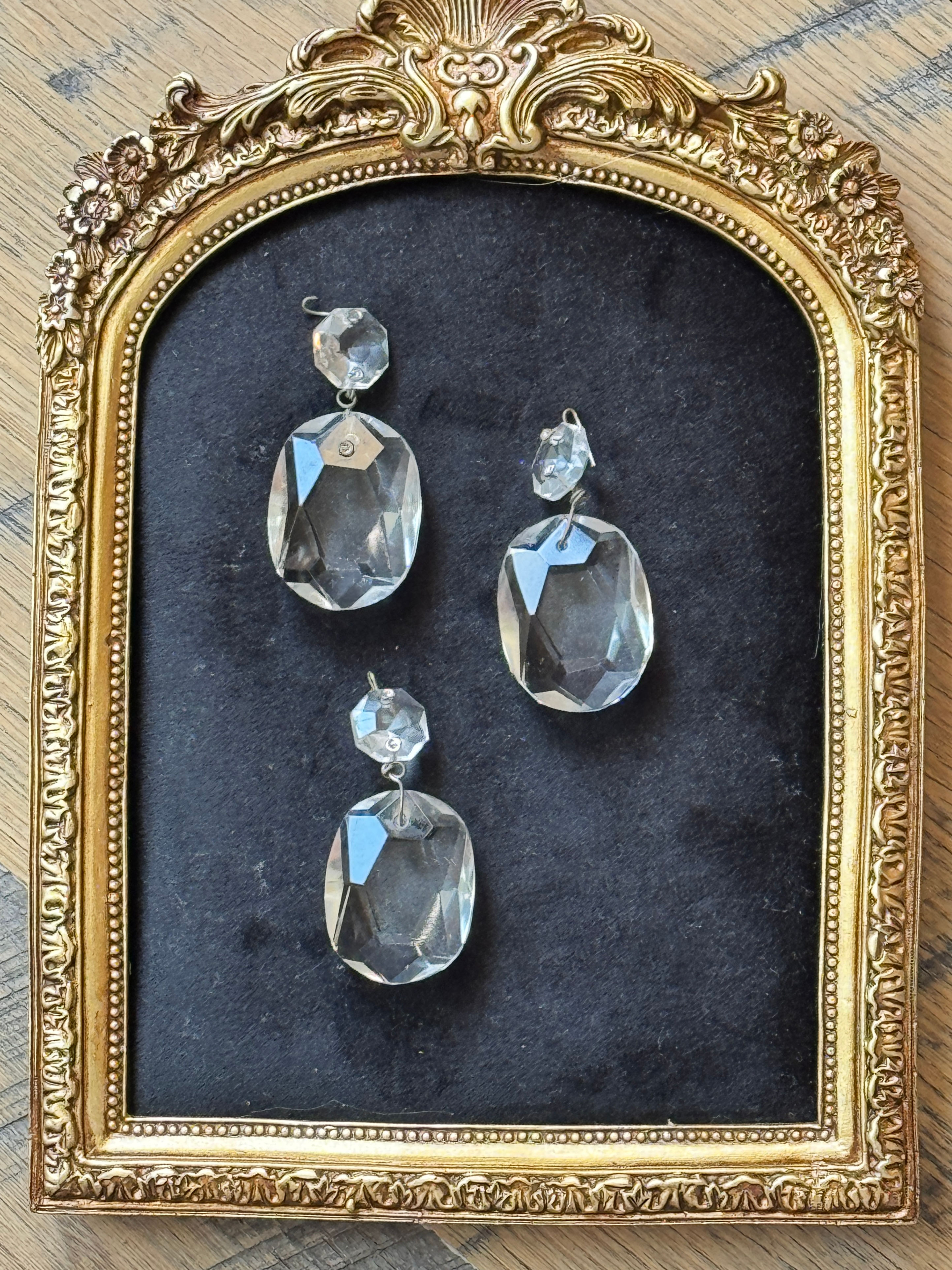Vintage Chunky Oval Chandelier Crystals - Set of 3