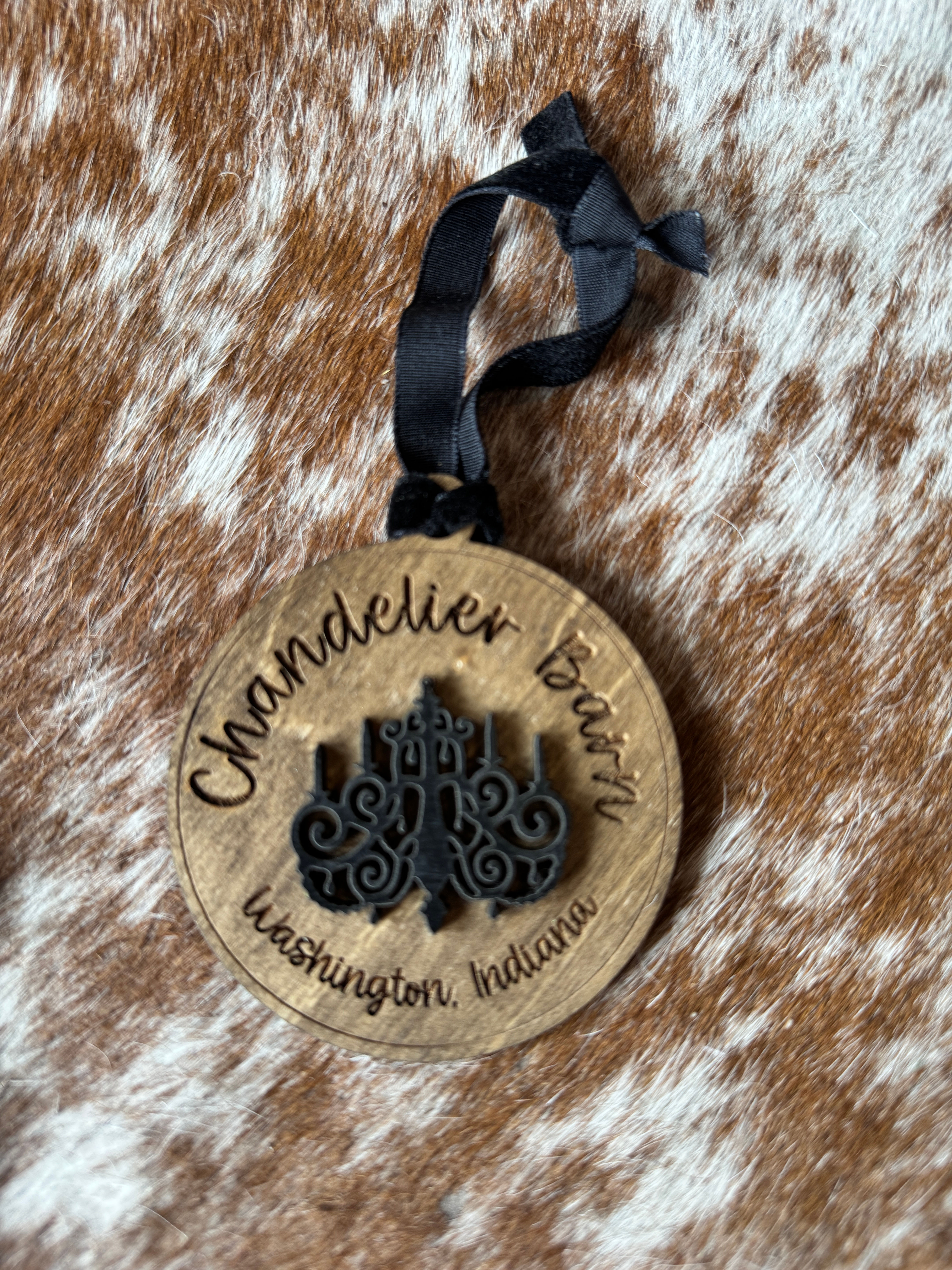 Wooden Chandelier Barn Ornament
