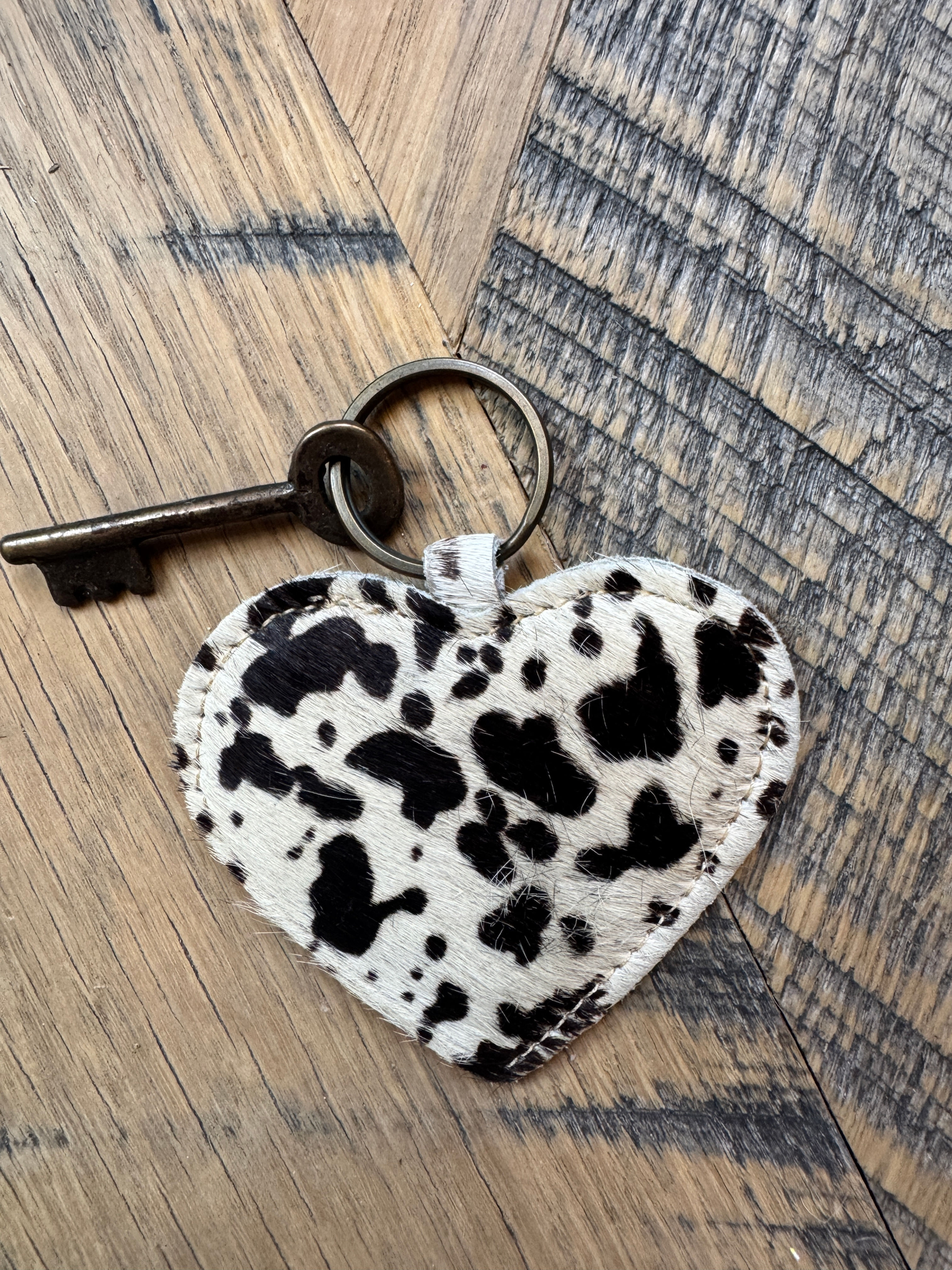 Cowhide Heart Keychain Baggage Tag Key