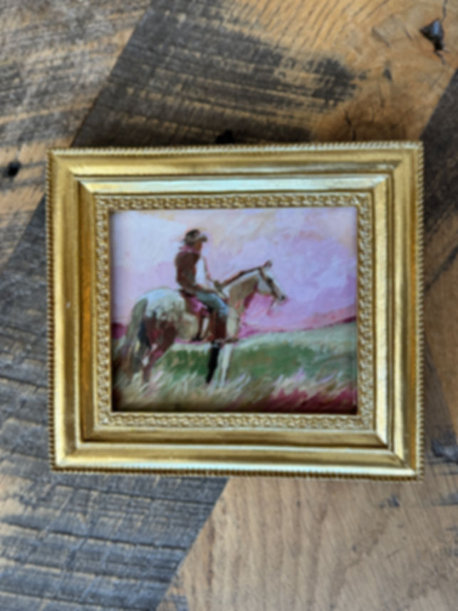 Horse and Rider Gold-Toned Framed Art