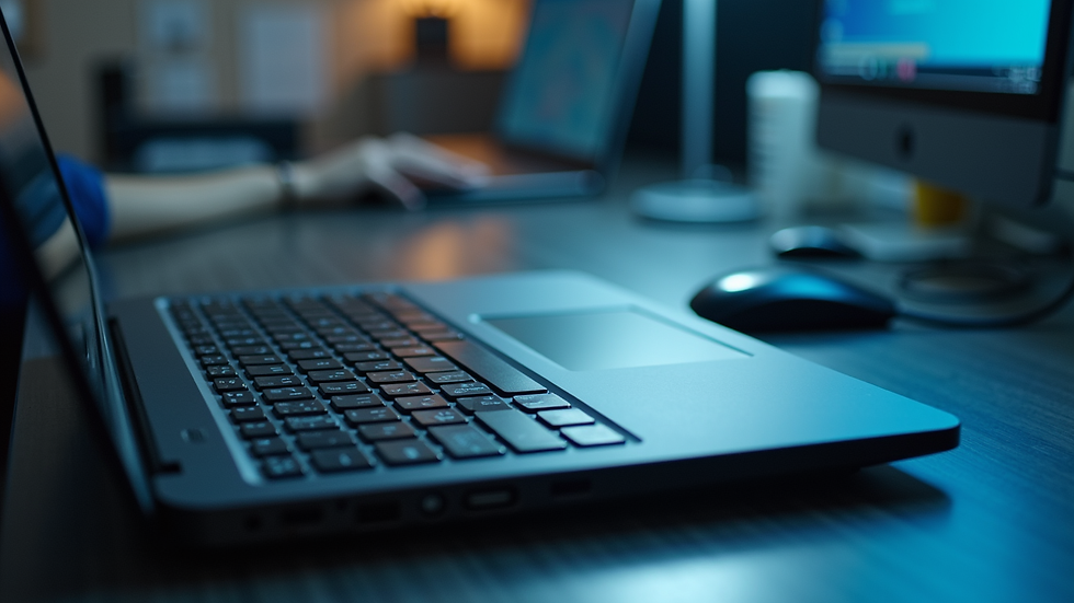 Close-up view of a Dell laptop being repaired at a service center