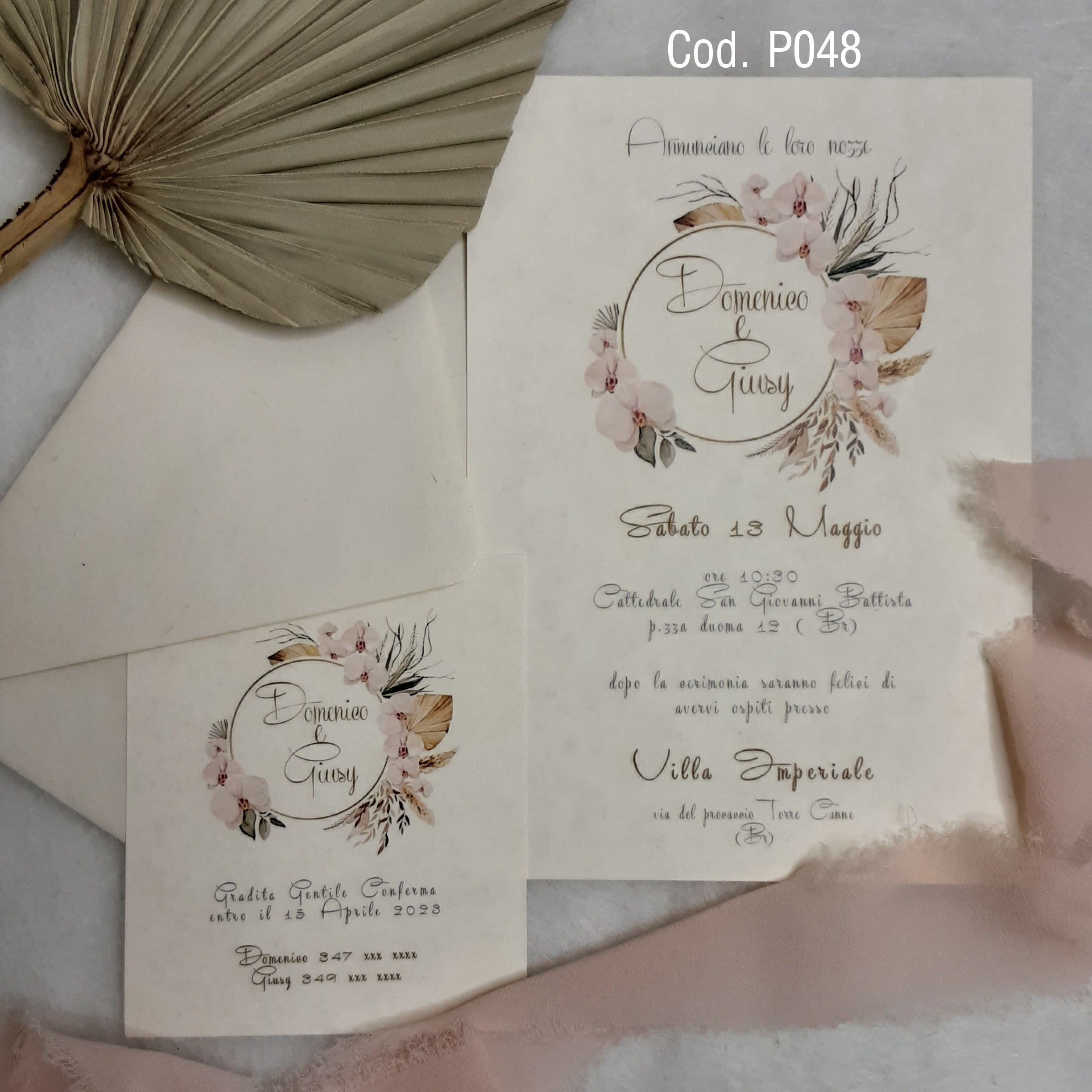 PARTECIPAZIONE BOHO CHIC COD P048