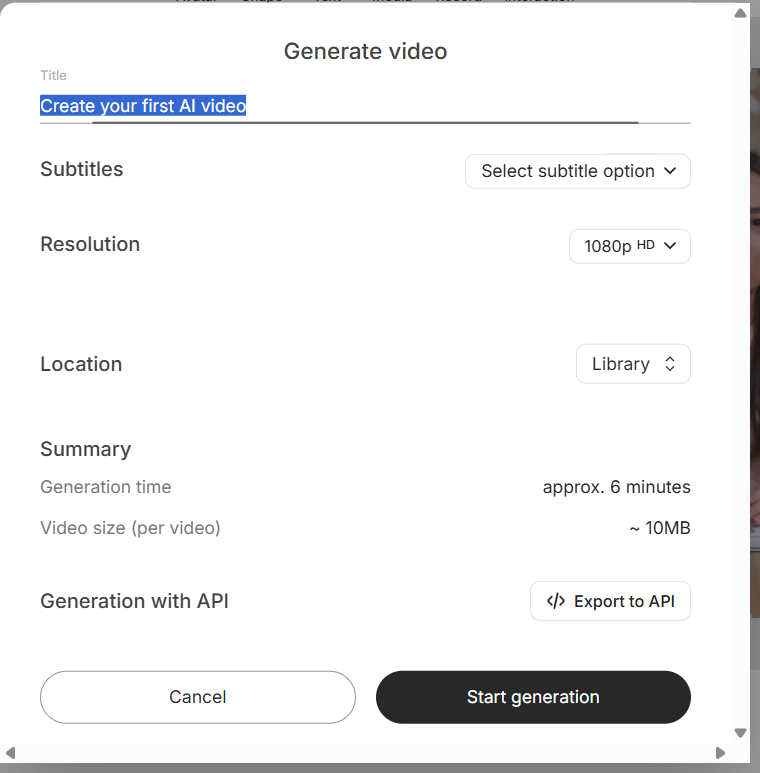 Generate and Export Your Video