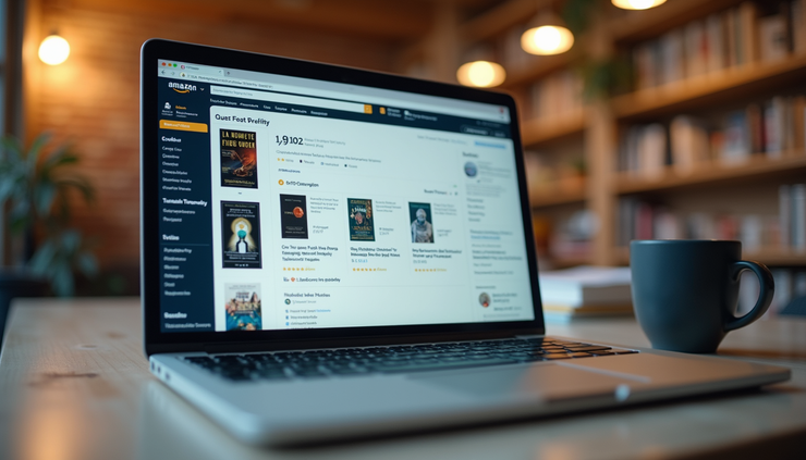 Eye-level view of a laptop screen showing the Amazon Kindle Direct Publishing dashboard