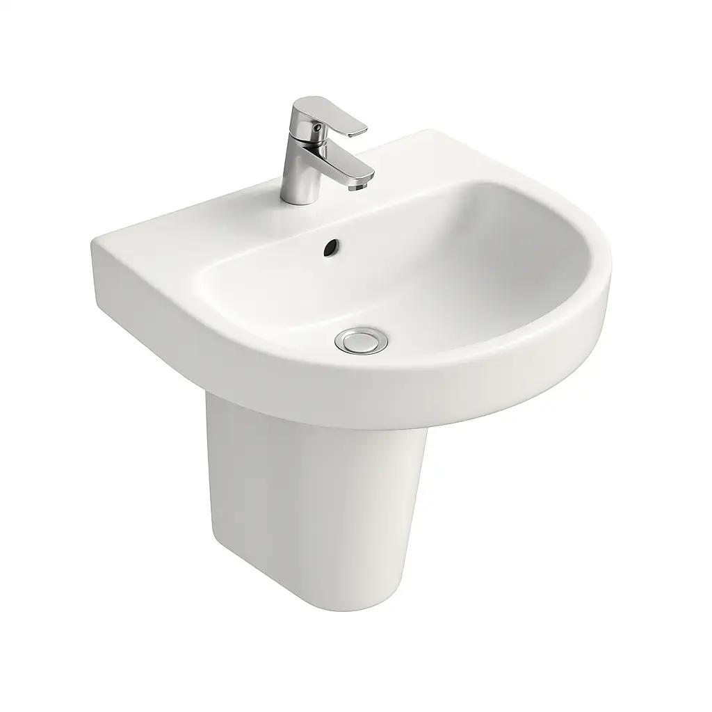 حوض بلايا 65x48 سم بعامود معلق ابيض من ايديال ستاندرد