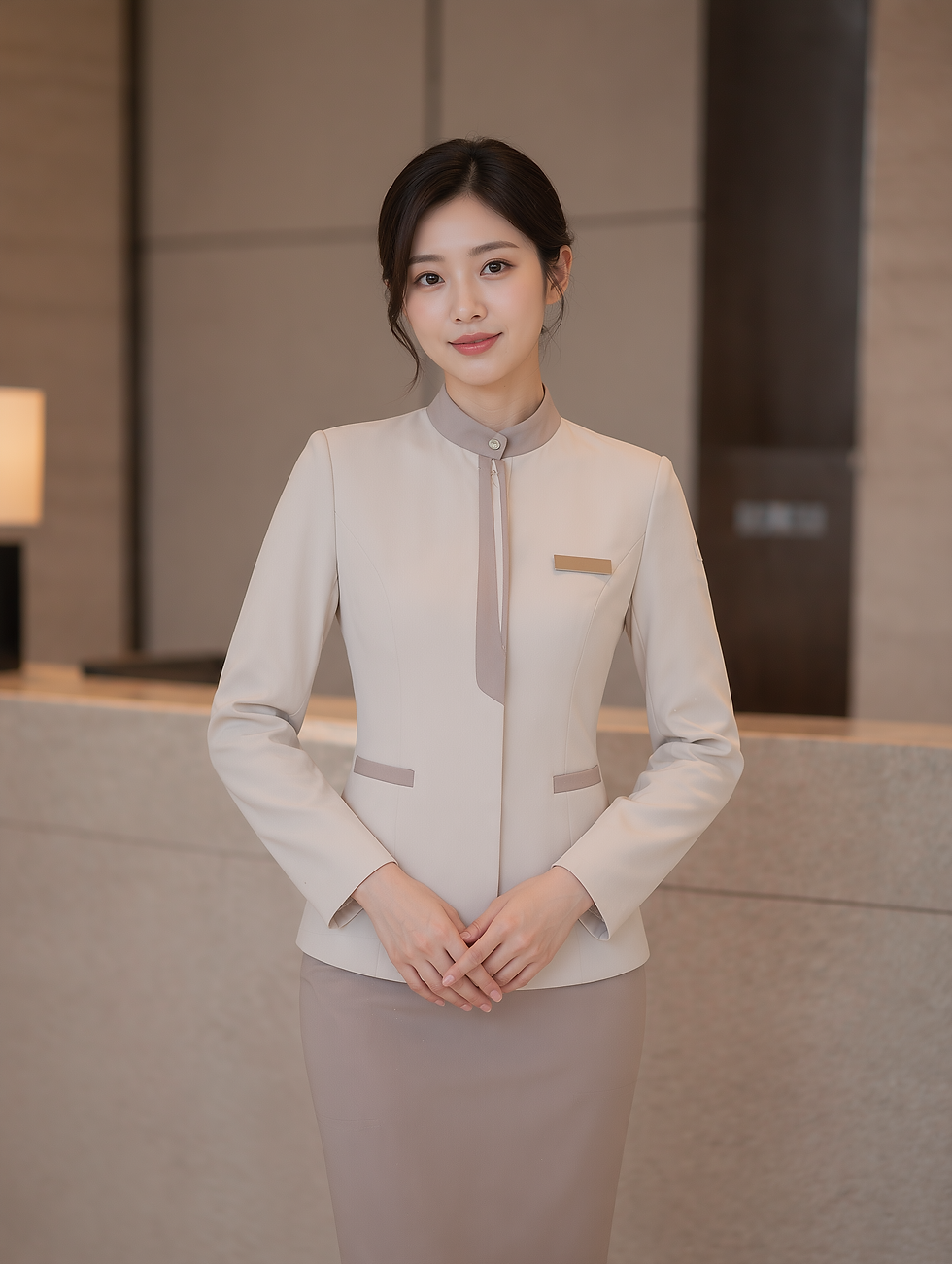 u1287992597_a_full_shot_of_a_woman_standing_in_a_beige_uniform__f569bb04-8748-4be9-ad29-32