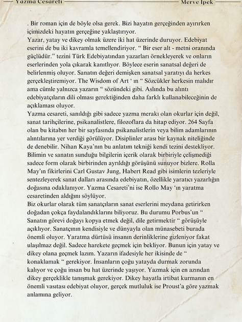 Yazma Cesareti/ Merve İpek