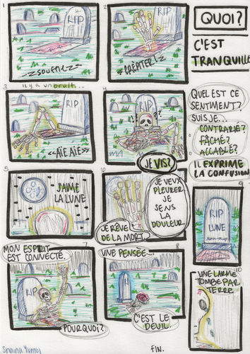 French comic about a skeleton that comes out of the grave and is confused on the subject of life.