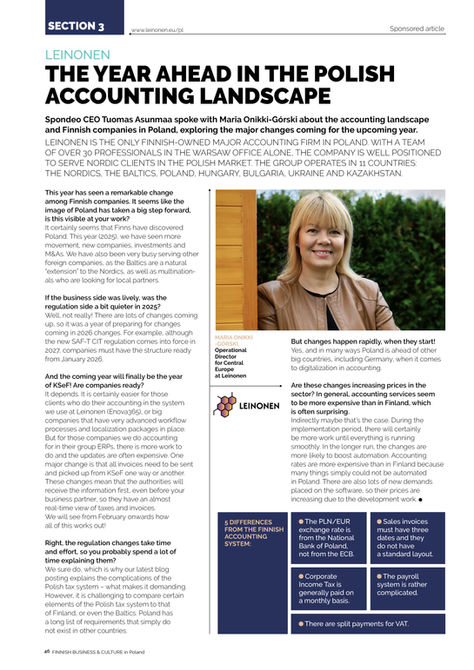 Leinonen - Finnish expertise on accounting in Poland