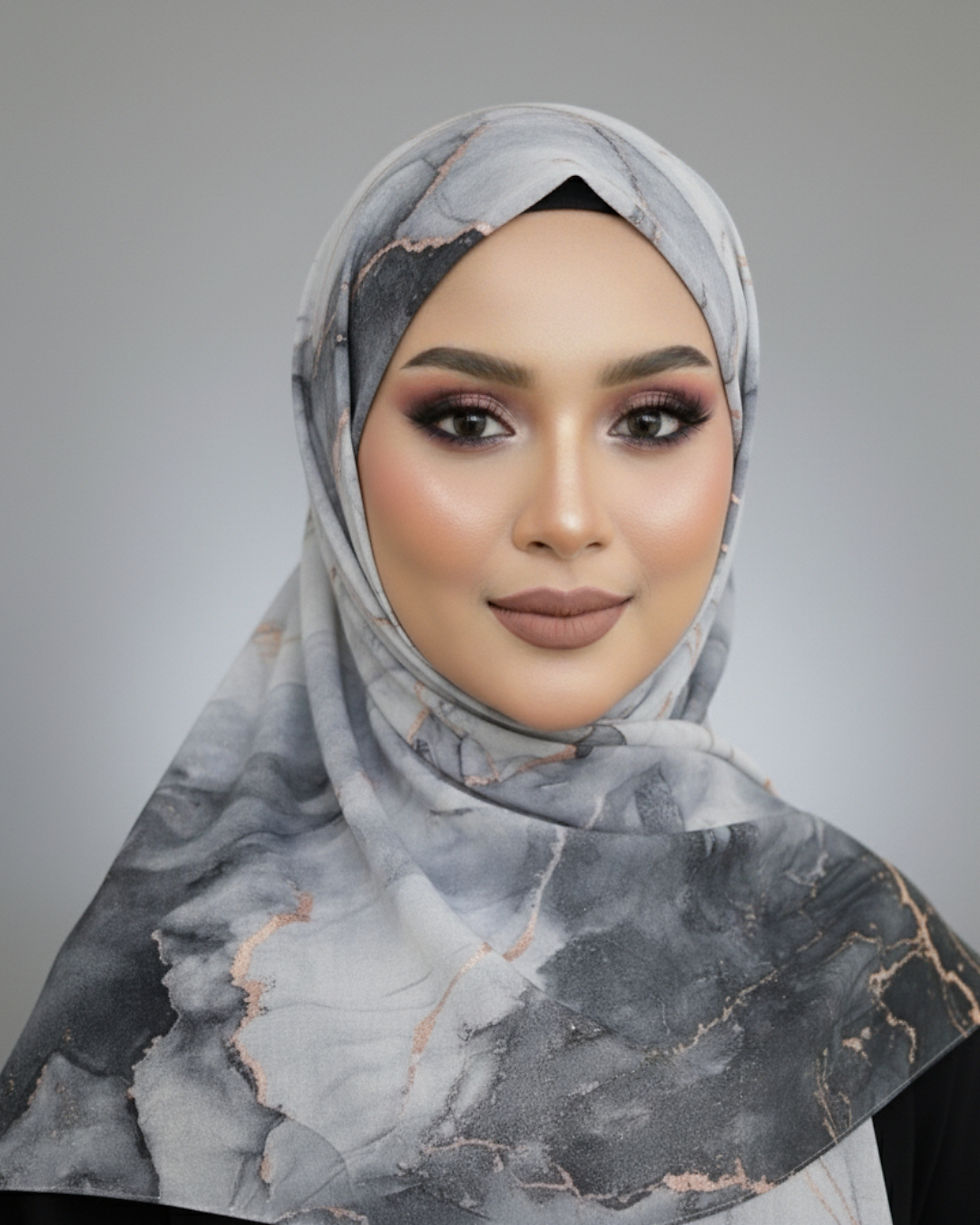 Model wearing Charcoal Accent Hijab