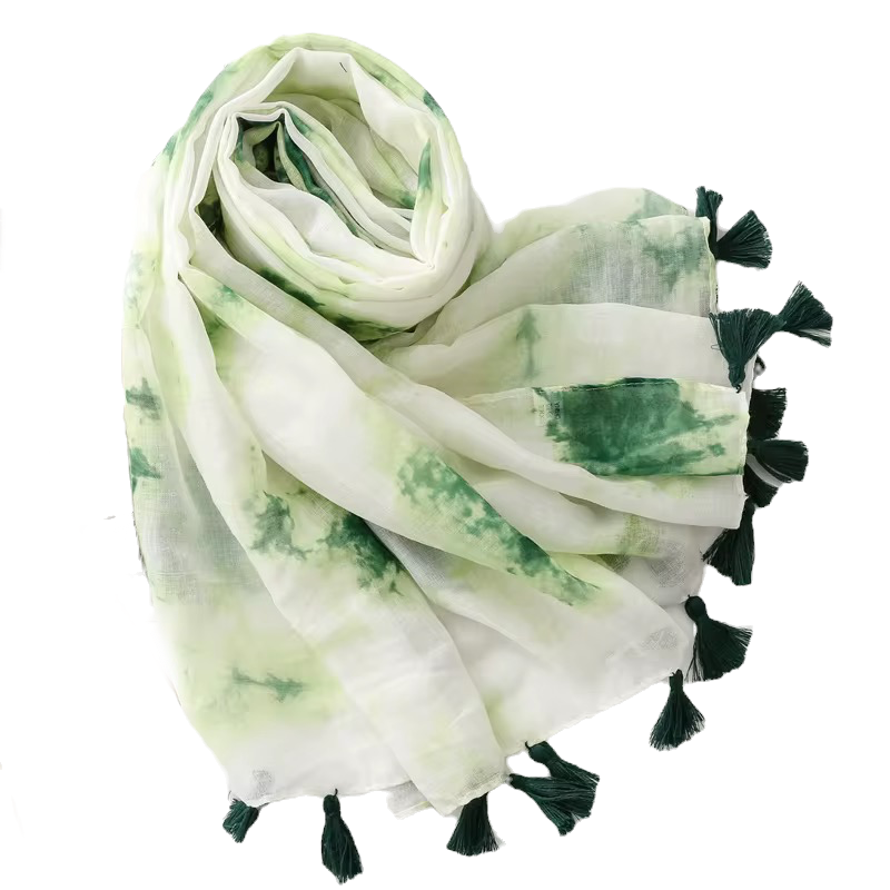 Emerald Mist Tie-Dye Hijab Front view