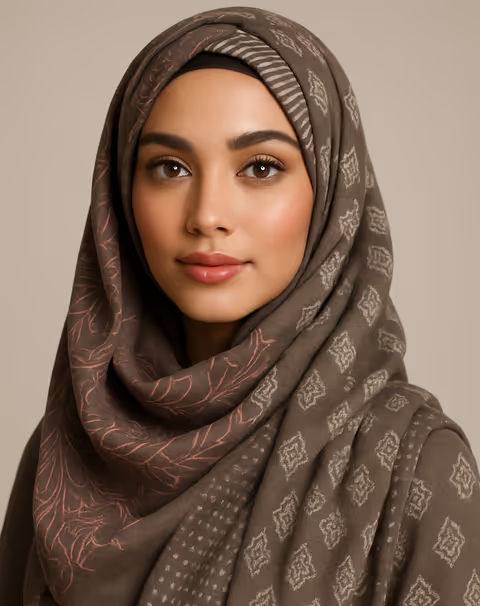 Model wearing Boho Mosaic Print Hijab
