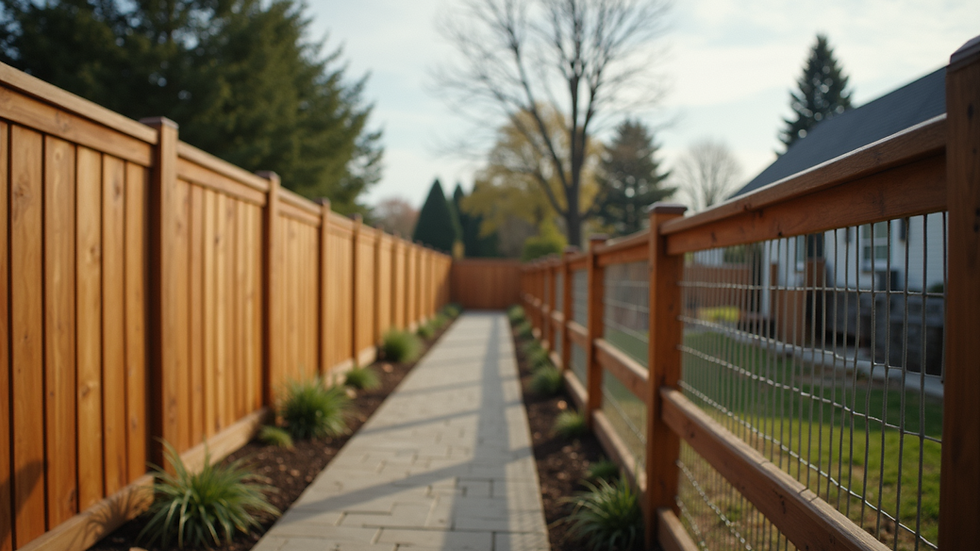 High angle view of a completed residential fence