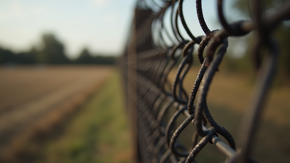 Close-up view of fence materials