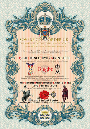 CERTIFICATE Knight PRINCE JAMES AISIN G