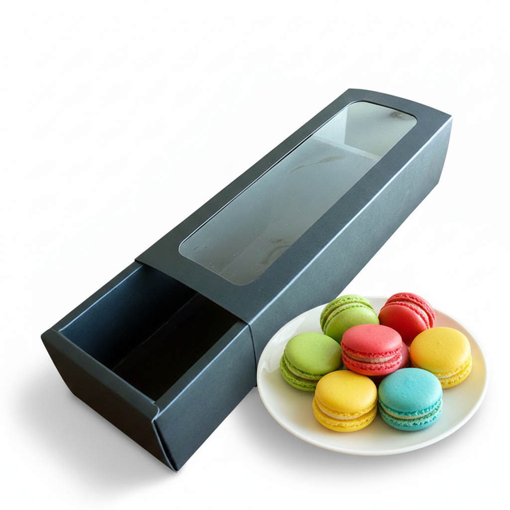 קופסא למקרון 20.5/7+5 ס"מ-שחור