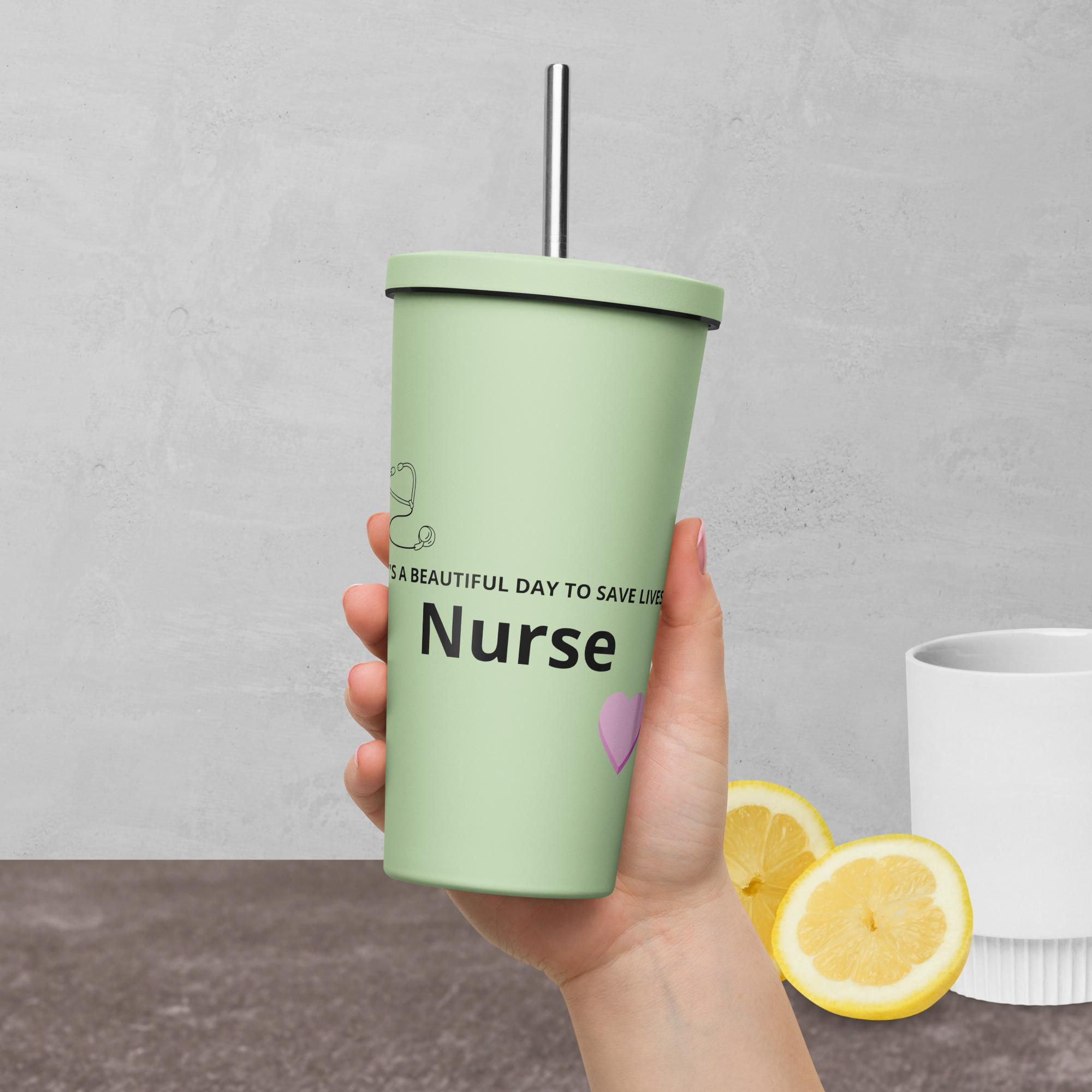 Grey's Insulated tumbler with a straw